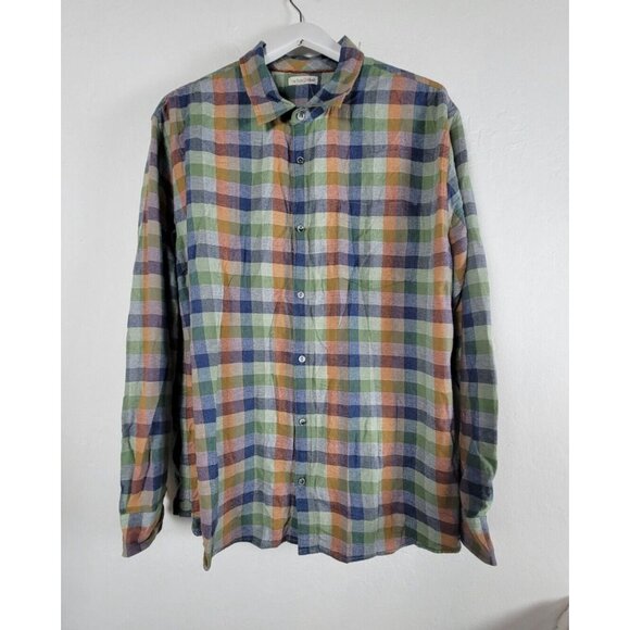 Carbon2Cobalt Mens Cotton Check Plaid Button Up Shirt Long Sleeve Multicolor